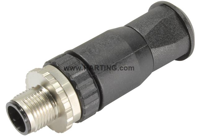 Đầu nối cáp tín hiệu tròn M12 ,7,5A ,4 chân,kết nối bằng vít,loại cái,Cáp vào thẳng,Harting