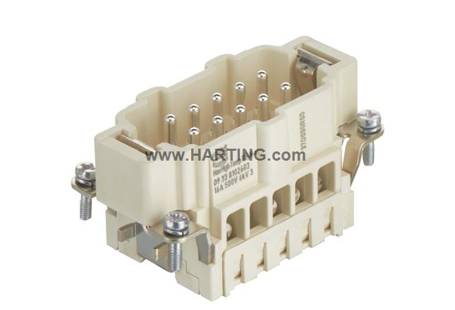 Đầu nối điện chiệu nhiệt cao,Han High Temp 10E,10 chân + PE 16A,loại dương