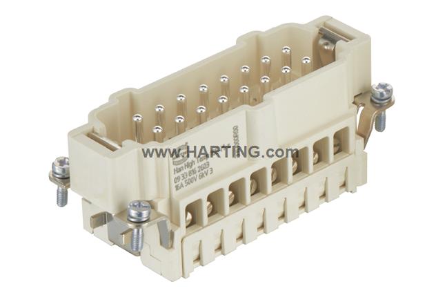 Đầu nối điện chiệu nhiệt cao,Han High Temp 16E,16 chân + PE 16A,loại dương