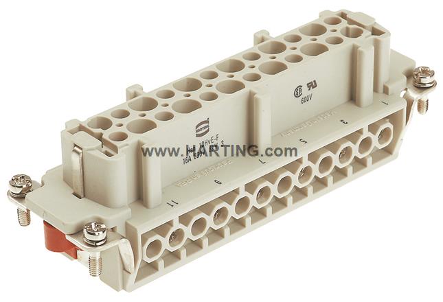 Đầu nối điện Han 10HvE-Fs 12 chân + PE 16A loại âm