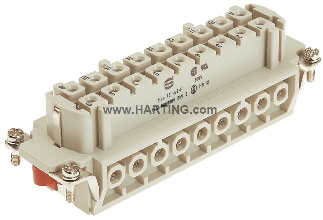 Đầu nối điện Han 16HvE-Fs 18 chân + PE 16A loại âm