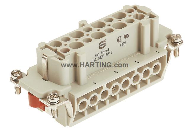 Đầu nối điện Han 6HvE-Fs 8 chân + PE 16A loại âm