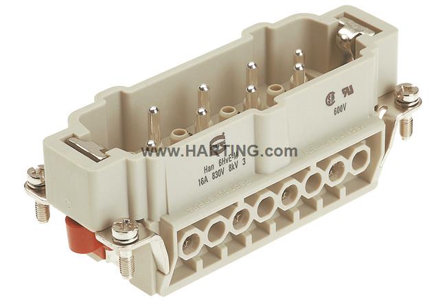 Đầu nối điện Han 6HvE-Ms 8 chân + PE 16A loại dương