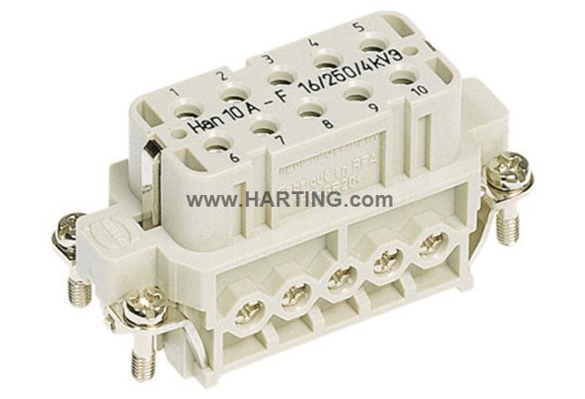 Đầu nối điện Han A 10 chân  + PE 16A  loại âm