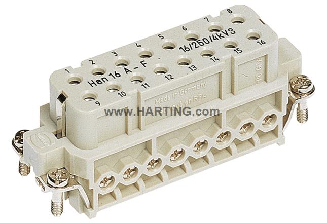 Đầu nối điện Han A 16 chân  + PE 16A  loại âm