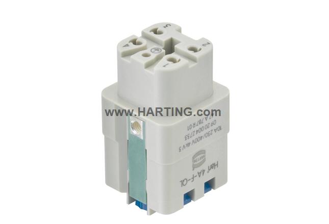 Đầu nối điện Han A 4 chân  + PE 10A  loại âm